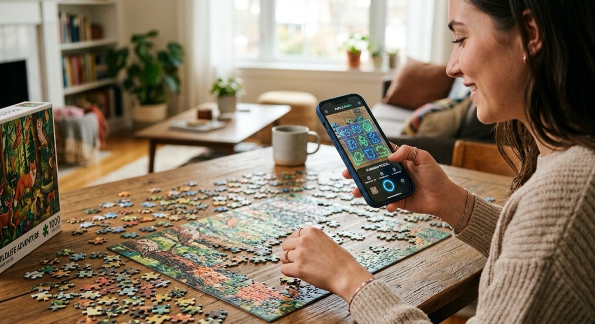 PuzPal scanning a missing gap on a puzzle board.